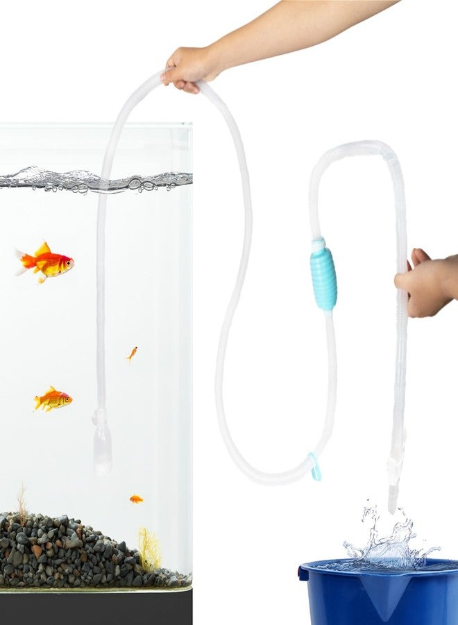 TERA PUMP Exceptionally Long Hose 120 in, Water Flow Controller/Two Filter Nozzles/Secure Clip/XL Original Siphon Vacuum Aquarium Gravel (Long Nozzle) N Sand Cleaner (Short Nozzle) - BPA Free - Image 1