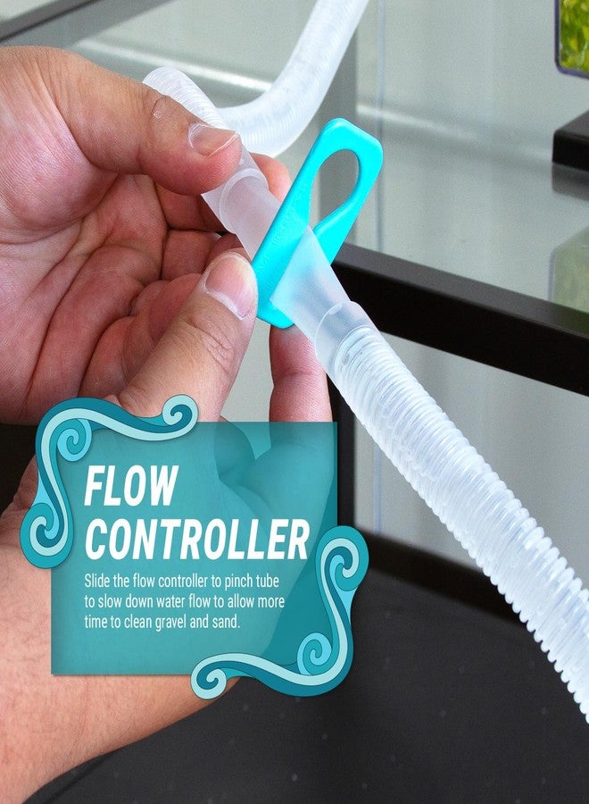 TERA PUMP Exceptionally Long Hose 120 in, Water Flow Controller/Two Filter Nozzles/Secure Clip/XL Original Siphon Vacuum Aquarium Gravel (Long Nozzle) N Sand Cleaner (Short Nozzle) - BPA Free - Image 4