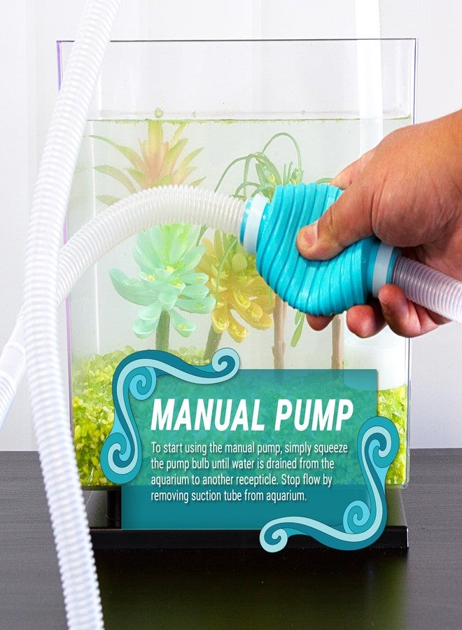 TERA PUMP Exceptionally Long Hose 120 in, Water Flow Controller/Two Filter Nozzles/Secure Clip/XL Original Siphon Vacuum Aquarium Gravel (Long Nozzle) N Sand Cleaner (Short Nozzle) - BPA Free - Image 2