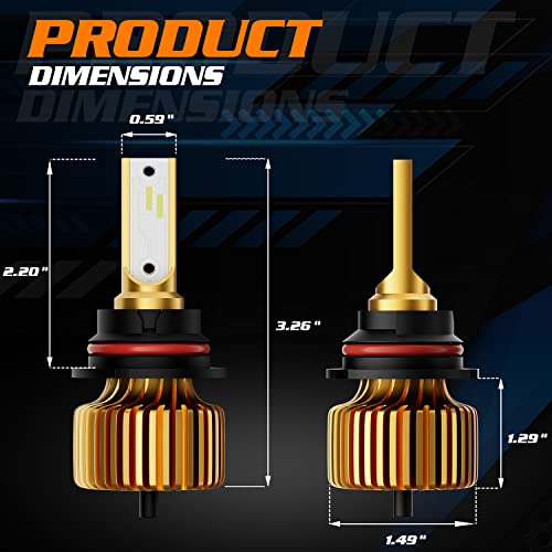 M-AUTO مصابيح أمامية LED M-AUTO 9007، ضوء HB5 6000LM لكل مجموعة 6500K أبيض بارد، تركيب سهل، عبوة من 2 - Image 2