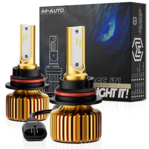 M-AUTO مصابيح أمامية LED M-AUTO 9007، ضوء HB5 6000LM لكل مجموعة 6500K أبيض بارد، تركيب سهل، عبوة من 2 - Image 1