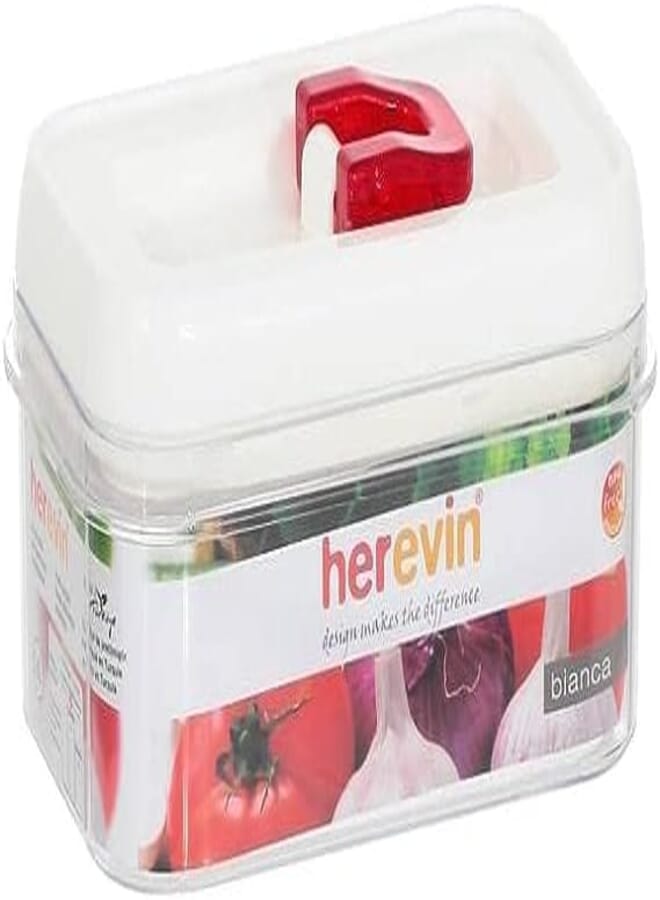 Herevin Reusable Food Storage Acrylic Jars with Airtight Lids Leak Proof Canisters Kitchen Jars For Storing Sugar, Coffee, Tea, BPA Free. 0.6 Liters