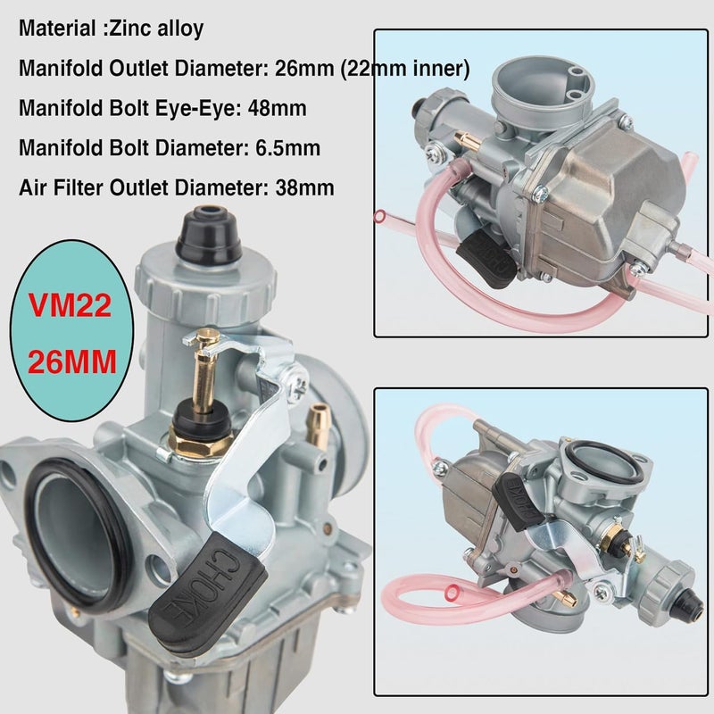 LIYYOO كربوراتور VM22 بقطر 26 مم مع مدخل فلتر الهواء لدراجات التراب 110cc 125cc 140cc - Image 3