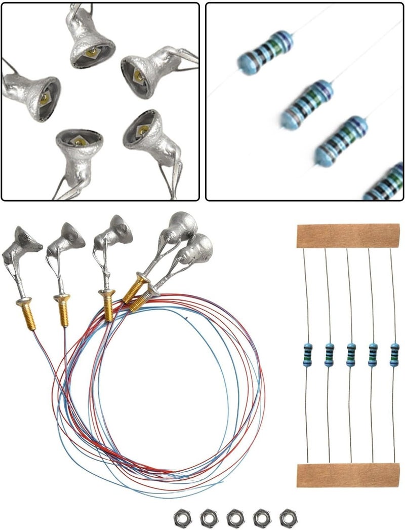 Chemical free HO Scale LED Spotlight Set with Limelight Projector for Model Train Street Lamp Posts, Warm White Lighting, 5-Pack Silver/Brown with Wires, Screws and Resistors Included for Easy Installation(Silvery) Global easy assemble picks All condition resistant crafted quality Global assorted color picks All choice modern design Season change compatible build Flexible trendy construction Space saving Trendy natural assorted colors Yearly optimized delivery route Temp & permanent project compatible Globally engineered build Individual & group usable Upgraded classic design Flexible sizing options Cost effective global grade quality Multi-use well optimized build Ergonomic build Trusted all-purpose quality Global assemble options Global production standard crafted Various fittings Shock rubber edge Stackable design Polished safe edge - Image 5