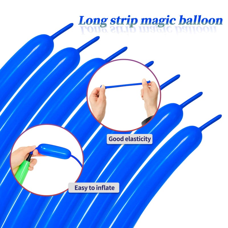 KUULBELA Shiny Thick Latex Blue Balloons - 260 Long for Balloon Animals - Image 4