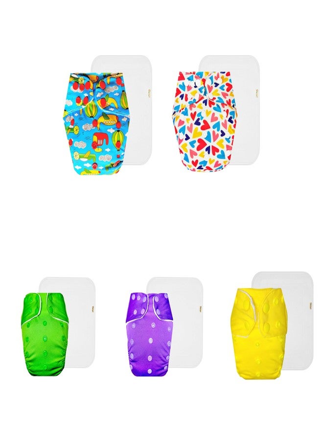 Dumbledo Premium Cloth Diaper with Cotton Insert (Pack of 5) | Snug Fit | Leakproof | Travel Friendly | Designed by Moms | 3 Months - 3 Years | Unisex Baby - Image 1