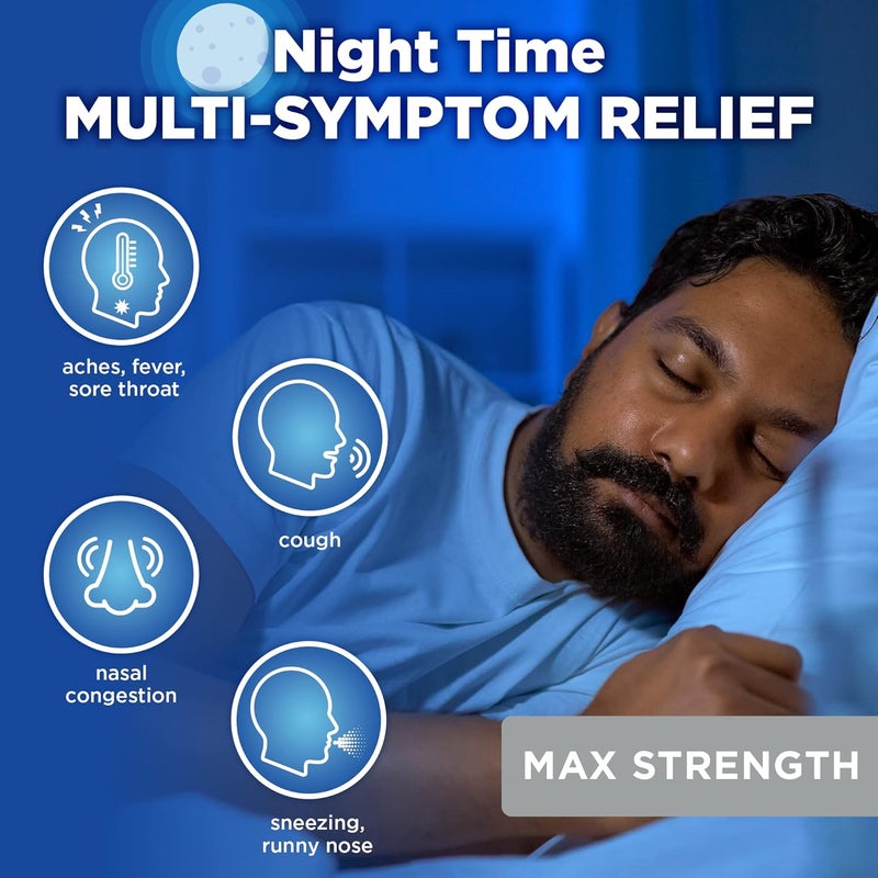 CARE Nighttime Severe Cold and Flu Syrup Max Strength Liquid Medicine MultiSymptom Relief for Adults and Children 12 Years and Older Mixed Berry Flavor 12 fl oz Pack of 1 - Image 2