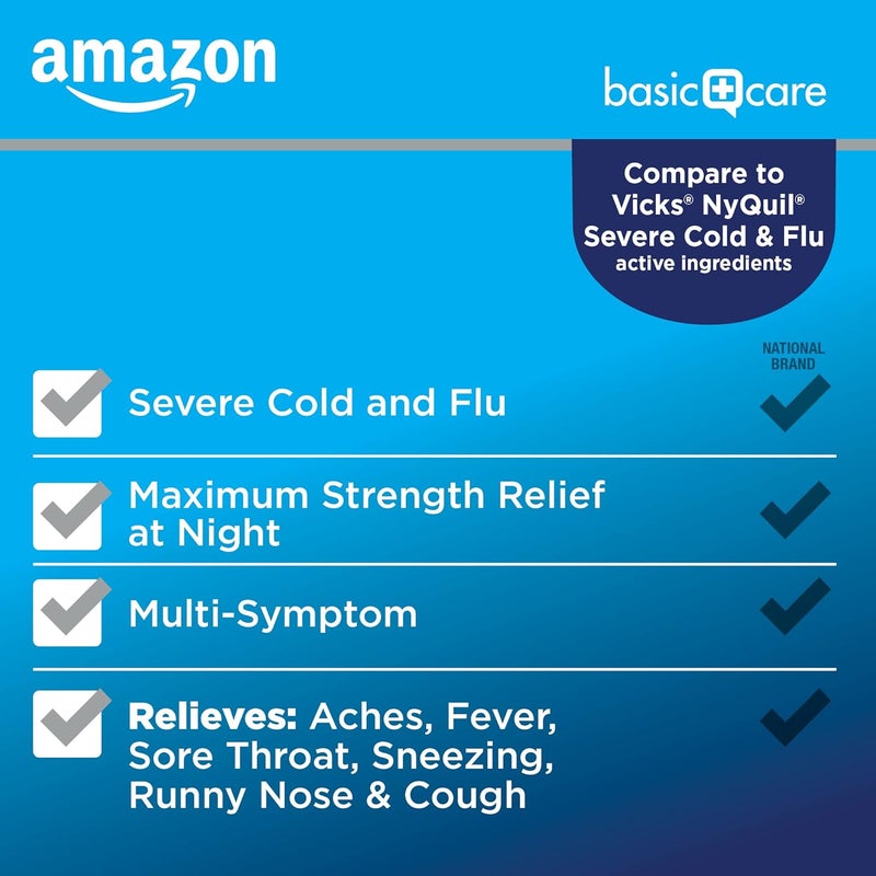 CARE Nighttime Severe Cold and Flu Syrup Max Strength Liquid Medicine MultiSymptom Relief for Adults and Children 12 Years and Older Mixed Berry Flavor 12 fl oz Pack of 1 - Image 3