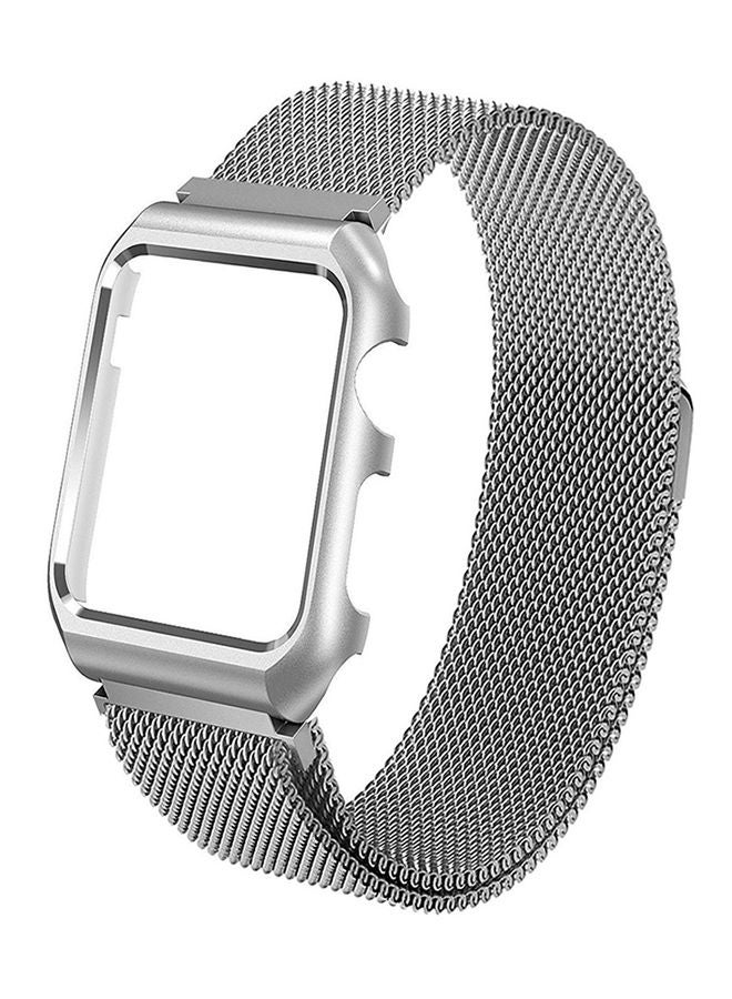 NIBEMINENT Replacement Strap For Apple Watch Series 1/2/3 38mm Silver - Image 1