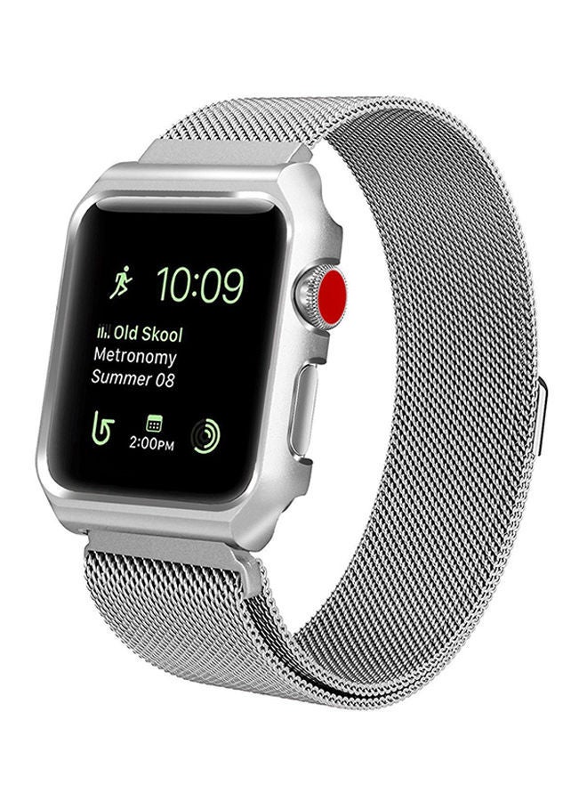 NIBEMINENT Replacement Strap For Apple Watch Series 1/2/3 38mm Silver - Image 2