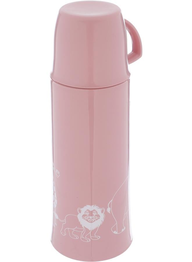 السيف  ترمس بلاستيكي سعة 0.5 لتر منقوش باللغة الألمانية باللون الوردي الفاتح - Image 1