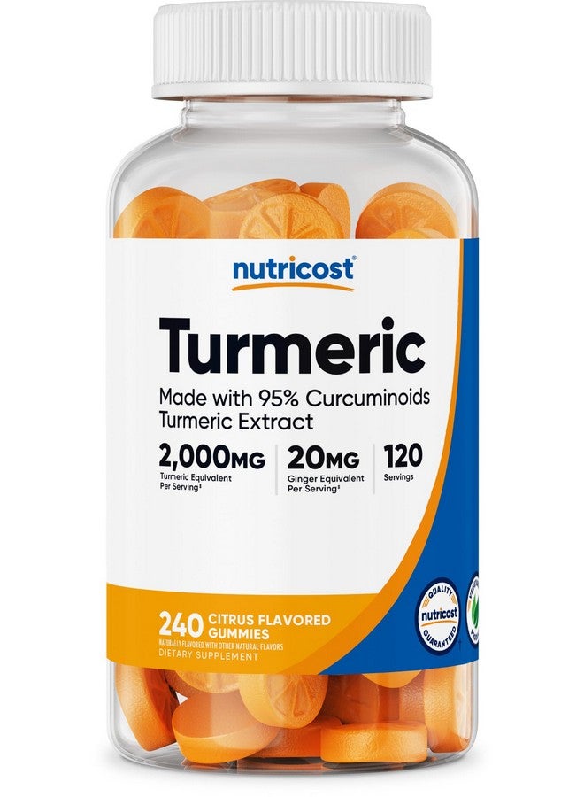 Nutricost Turmeric Gummies (240 Gummies) - Citrus Flavored, Made with 95% Curcuminoids, 120 Servings, includes Ginger and Black Pepper Extract, Vegetarian, Non-GMO and Gluten Free - Image 1