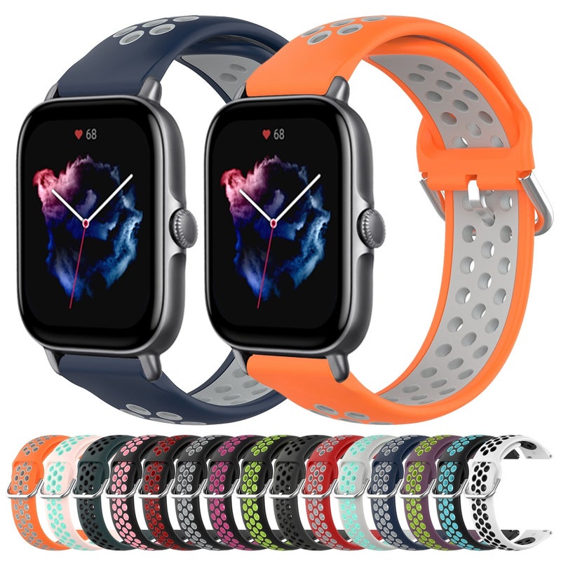 erorex For Amazfit Gts 3 20Mm Perforated Breathable Sports Silicone Watch Band(Black) - Image 3