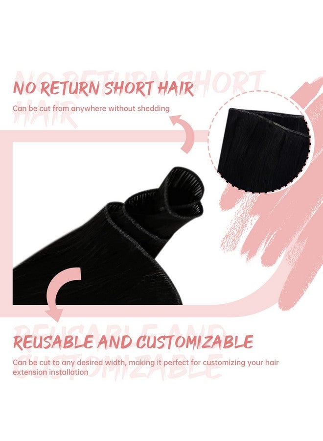 Fshine Hair Genius Weft Genius Weft Real Human Hair Extensions Jet Black Sew In Human Hair Extensions 18 Inch 50G Natural Remy Himan Hair Genius Weft Hair Bundle One Piece Human Hair - Image 3