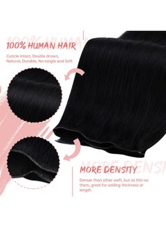 Fshine Hair Genius Weft Genius Weft Real Human Hair Extensions Jet Black Sew In Human Hair Extensions 18 Inch 50G Natural Remy Himan Hair Genius Weft Hair Bundle One Piece Human Hair  - Image 2