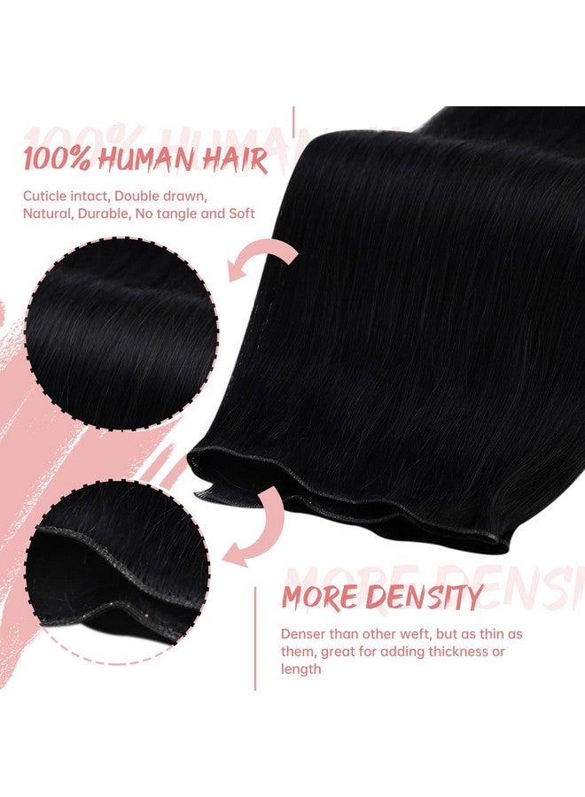 Fshine Hair Genius Weft Genius Weft Real Human Hair Extensions Jet Black Sew In Human Hair Extensions 18 Inch 50G Natural Remy Himan Hair Genius Weft Hair Bundle One Piece Human Hair - Image 2