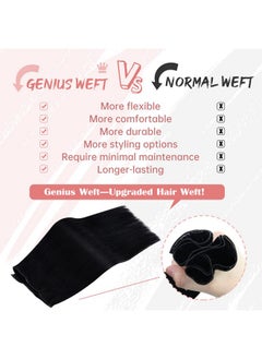 Fshine Hair Genius Weft Genius Weft Real Human Hair Extensions Jet Black Sew In Human Hair Extensions 18 Inch 50G Natural Remy Himan Hair Genius Weft Hair Bundle One Piece Human Hair  - Image 4