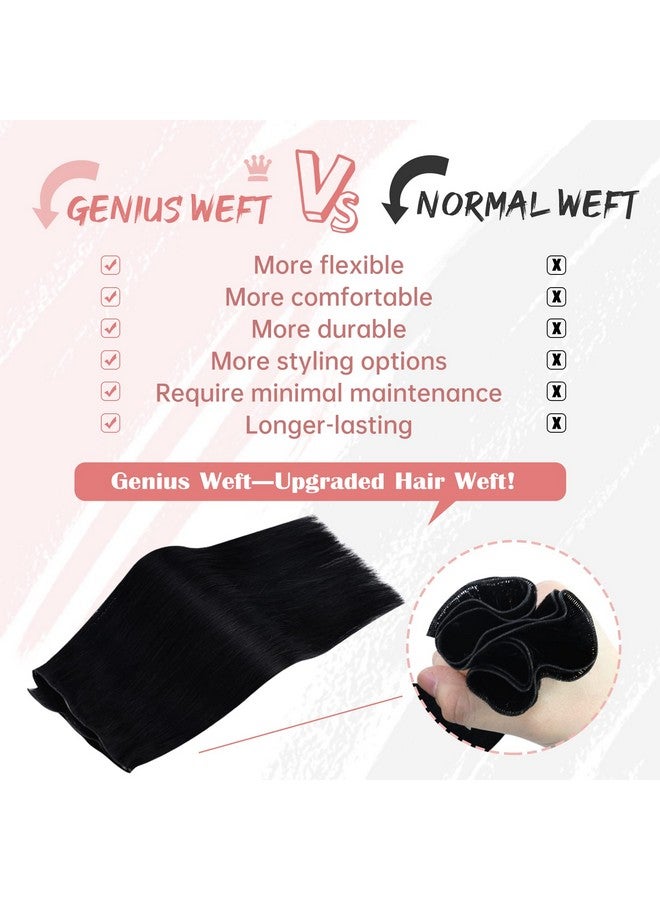 Fshine Hair Genius Weft Genius Weft Real Human Hair Extensions Jet Black Sew In Human Hair Extensions 18 Inch 50G Natural Remy Himan Hair Genius Weft Hair Bundle One Piece Human Hair - Image 4