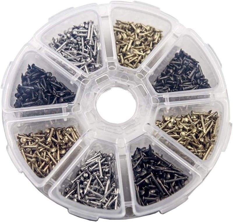 BLUELEC Small Tiny Wooden Nails for DIY Craft Projects, Antique Repairing Nails, Mini Boxes Decorative Accessories, 1/2inch 1/3inch 1/4inch, 1600pcs Gold Silver Black Hardware Nails (Boxed Nails) - Image 4