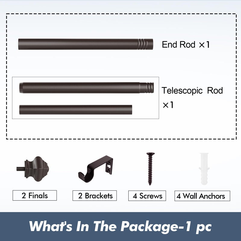 Brunttype Curtain Rods for Windows 36-48 inch, 5/8 inch Bronze Curtain Rod with Classic Finials Adjustable by Splicing for Bedroom Kitchen Study Living Room - Image 5