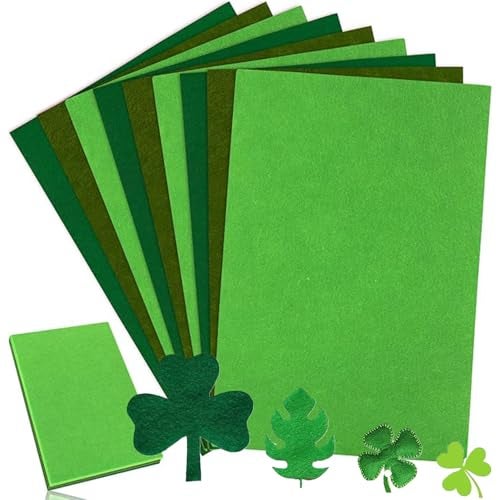 CANVASS® 20 Pieces St. Patrick's Day Green Felt Fabric Sheets, 8 x 12 Inch Palm Leaf Soft Non Woven Assorted Color Felt Fabrics, Squares Sewing Patchwork Felt Craft for St. Patrick's Christmas DIY - Image 1