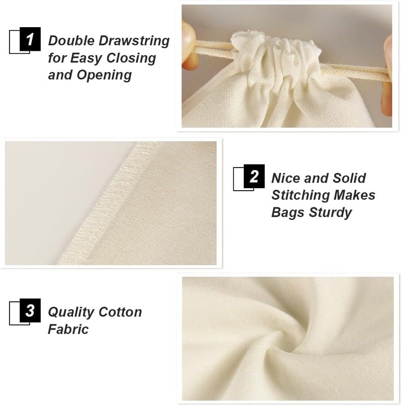 HRX Package 20pcs Muslin Bags 8x10 inches, Cotton Drawstring Bag Fabric Gift Pouches Sachet for Jewelry Party Favors Wrapping DIY - Image 4