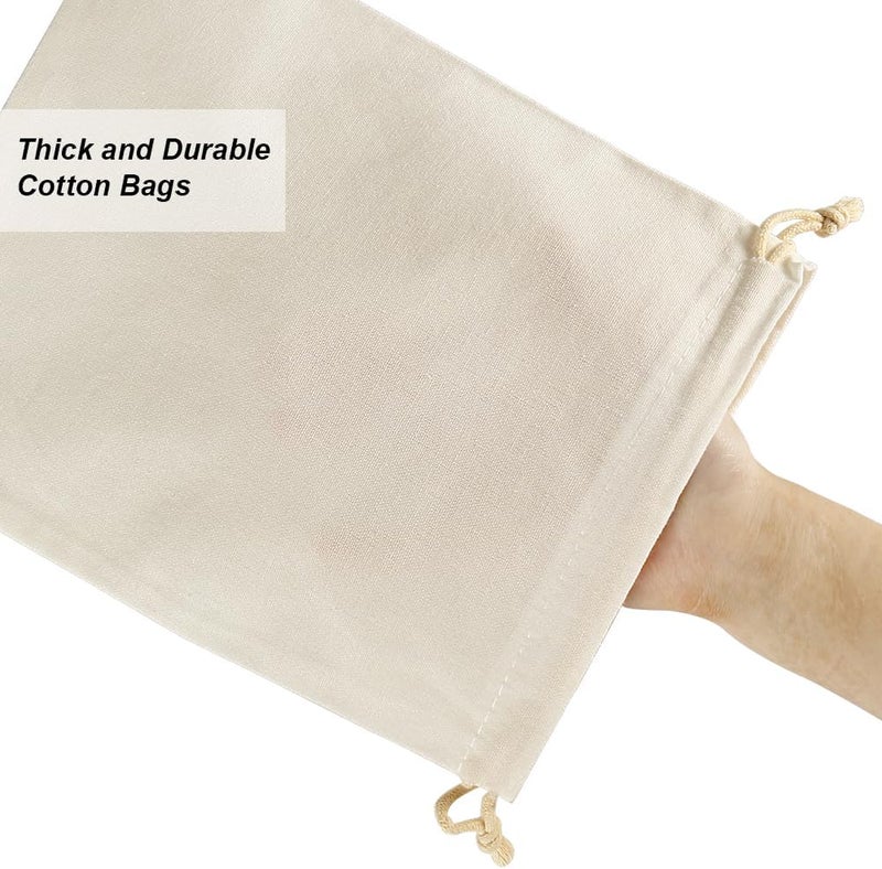 HRX Package 20pcs Muslin Bags 8x10 inches, Cotton Drawstring Bag Fabric Gift Pouches Sachet for Jewelry Party Favors Wrapping DIY - Image 3