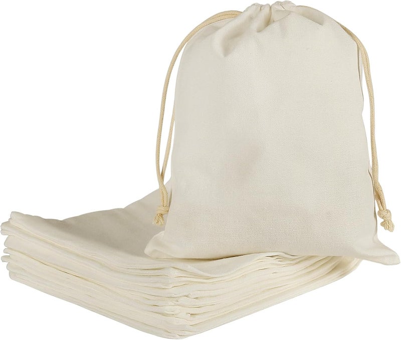 HRX Package 20pcs Muslin Bags 8x10 inches, Cotton Drawstring Bag Fabric Gift Pouches Sachet for Jewelry Party Favors Wrapping DIY - Image 1