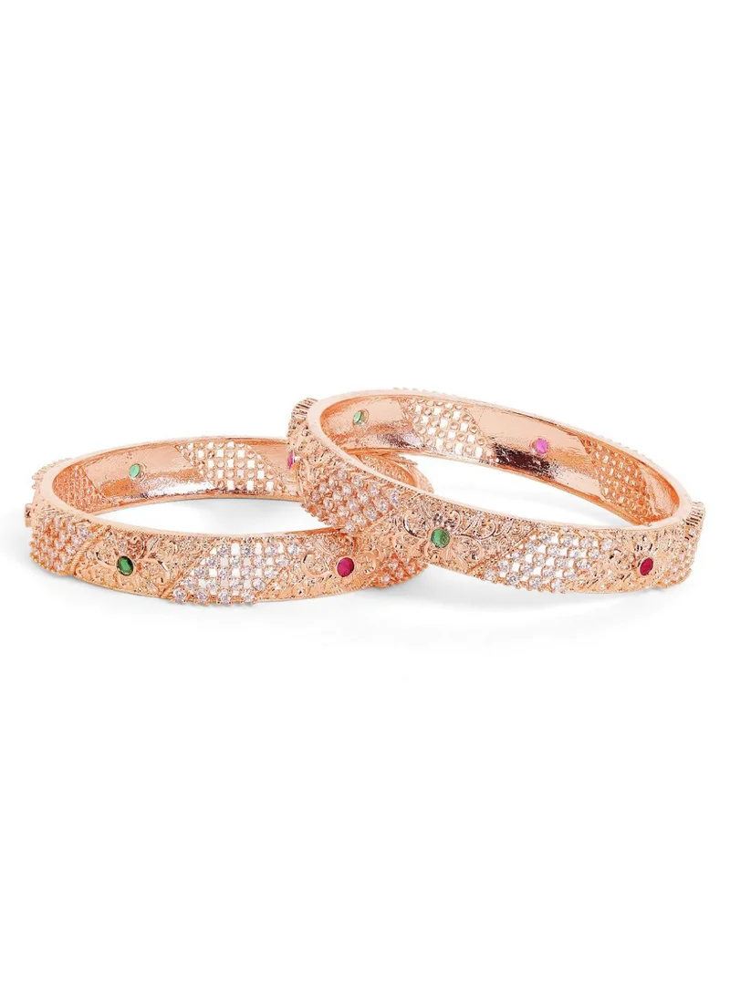Priyaasi Rose Plated AD Stone Studded Bangles