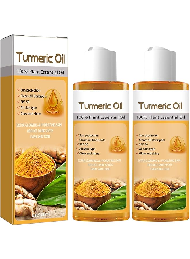 erorex Turmeric Essential Oil Dark Spot Removal And Anti Aging Skin Serum For Women 100 Percent Pure Natural Moisturizing For Body And Face 2Pcs 100Ml Each - Image 1