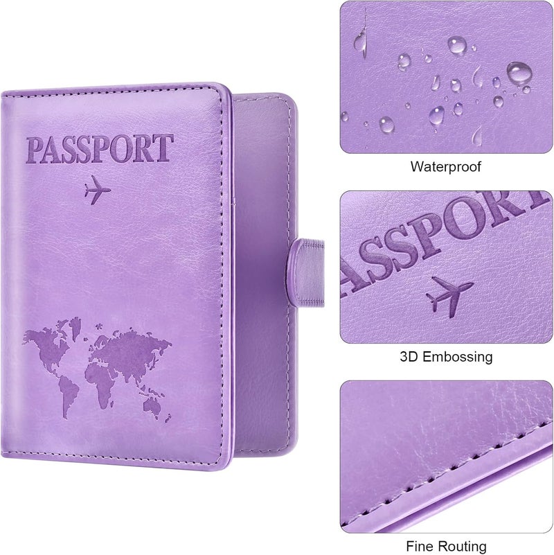 Eoehro Passport Holder for Travel Essentials, Passport Wallet Cover Case for Travel Must Haves Accessories,Passport Book Holders for Women and Men(Light Purple) - Image 5