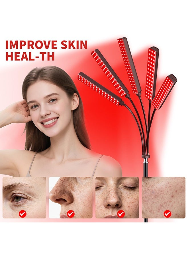 WALALLA Red Light Therapy Floor Lamp for Face Body, 5 Heads Red Infrared Light Therapy Devices, 7 Colors Red Light Therapy Lamp, 660nm and 850nm LED Near Infrared Light for Full Body, Face, Skin, Muscle - Image 3