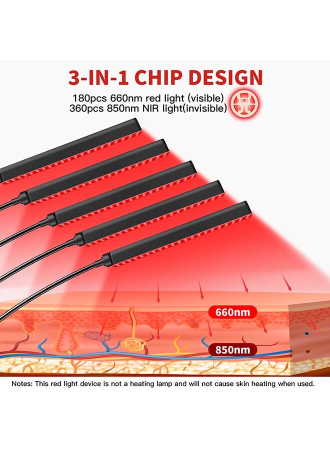 WALALLA Red Light Therapy Floor Lamp for Face Body, 5 Heads Red Infrared Light Therapy Devices, 7 Colors Red Light Therapy Lamp, 660nm and 850nm LED Near Infrared Light for Full Body, Face, Skin, Muscle - Image 4