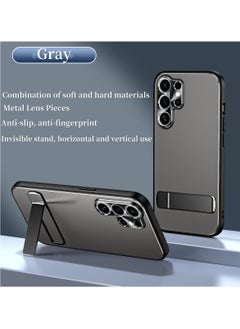 For Samsung Galaxy S25 Ultra Case 360° Full Body Coverage Shockproof Phone Cover,Stand Phone Case，Frosted Feel Phone Case,  Anti-Fall Anti-Scratch Anti-fingerprint Protective Case for Samsung Galaxy S25 Ultra 5G, Gray