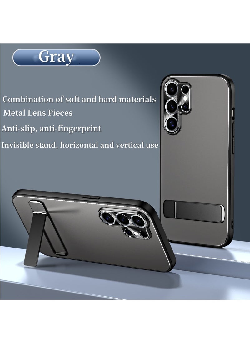 Generic - For Samsung Galaxy S25 Ultra Case 360° Full Body Coverage Shockproof Phone Cover,Stand Phone Case，Frosted Feel Phone Case,  Anti-Fall Anti-Scratch Anti-fingerprint Protective Case for Samsung Galaxy S25 Ultra 5G, Gray - Image 1