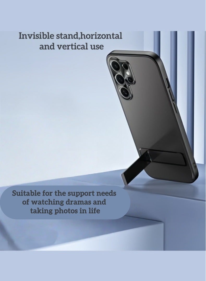 For Samsung Galaxy S25 Ultra Case 360° Full Body Coverage Shockproof Phone Cover,Stand Phone Case with Invisible Stand，Frosted Feel Phone Case,  Anti-Fall Anti-Scratch Anti-fingerprint Protective Case for Samsung Galaxy S25 Ultra 5G, Gray - Image 2