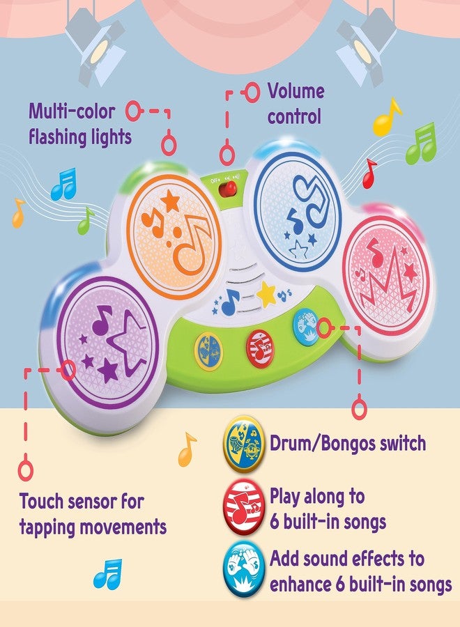 HAP-P-KID Magic Touch Drum, Toddler Light Up Music Bongos Toy, Infant Touch Sensor Musical Instrument Baby Drum, Birthday for 9 12 18 24 Month, 1 2 3 Year Old Boys Girls - Image 2