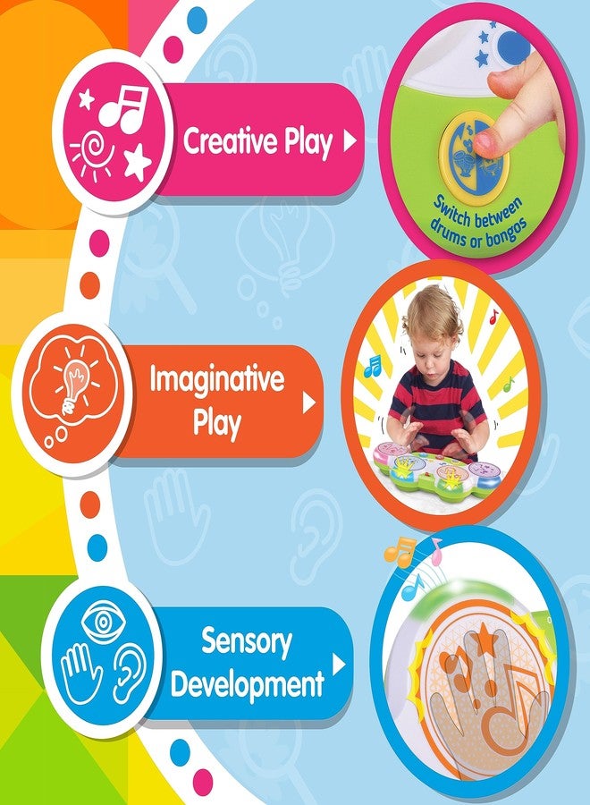HAP-P-KID Magic Touch Drum, Toddler Light Up Music Bongos Toy, Infant Touch Sensor Musical Instrument Baby Drum, Birthday for 9 12 18 24 Month, 1 2 3 Year Old Boys Girls - Image 5