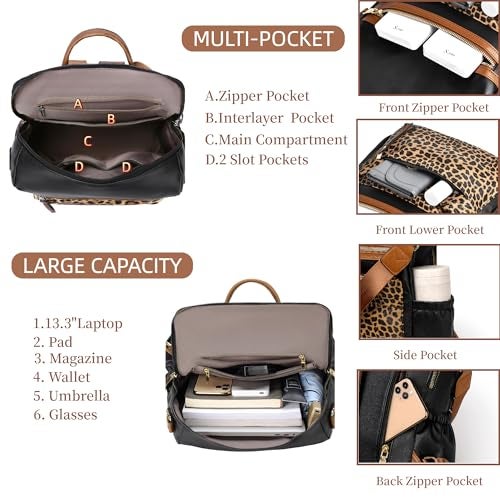 Dora & Liz Womens Backpack Purse Leather Fashion Travel Backpack Purse for Women Designer Ladies Shoulder Bags with Wristlet - Image 4