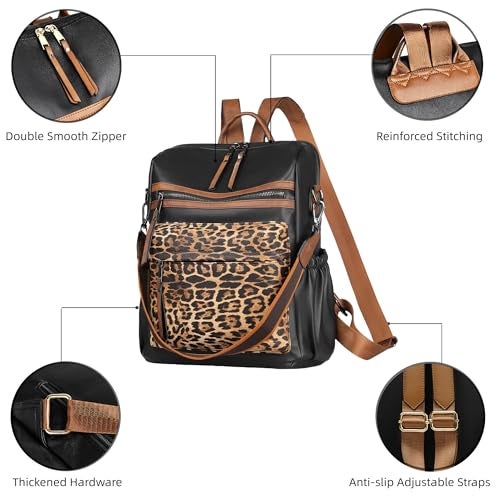Dora & Liz Womens Backpack Purse Leather Fashion Travel Backpack Purse for Women Designer Ladies Shoulder Bags with Wristlet - Image 5