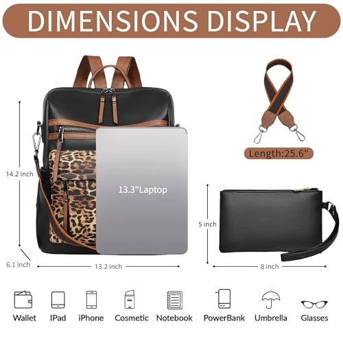 Dora & Liz Womens Backpack Purse Leather Fashion Travel Backpack Purse for Women Designer Ladies Shoulder Bags with Wristlet - Image 3