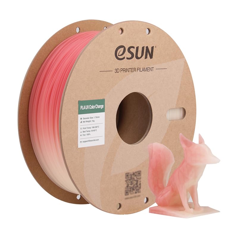 3idea e-Sun PLA-UV Color Changing 3D Printer Filament 1.75mm, Red, 1kg Spool – UV Reactive PLA Filament for FDM 3D Printing - Image 1