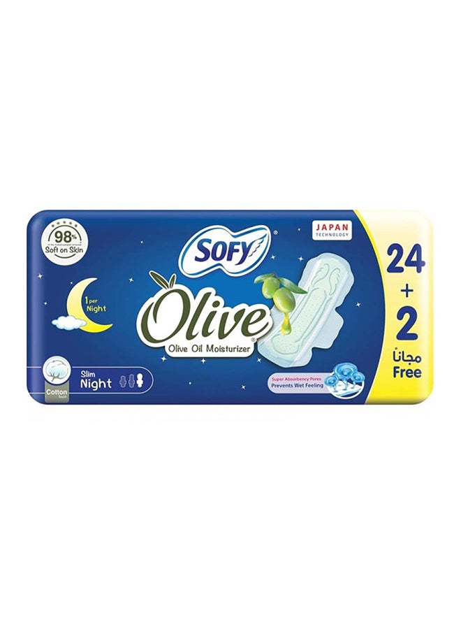 Sanitary Pads Olive Oil Moisturizing Night, 24+2 Pads