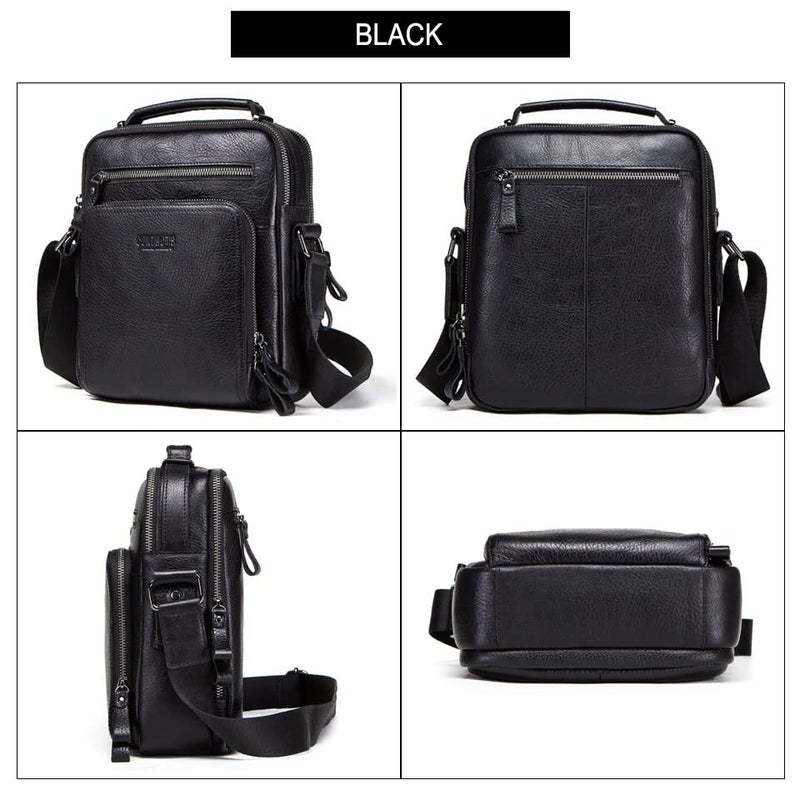 Contacts Genuine Leather Messenger Sling Stylish 9 Inch Ipad Tablet Camera Work Travel Casual Crossbody Bag (Black, Unisex)… - Image 5