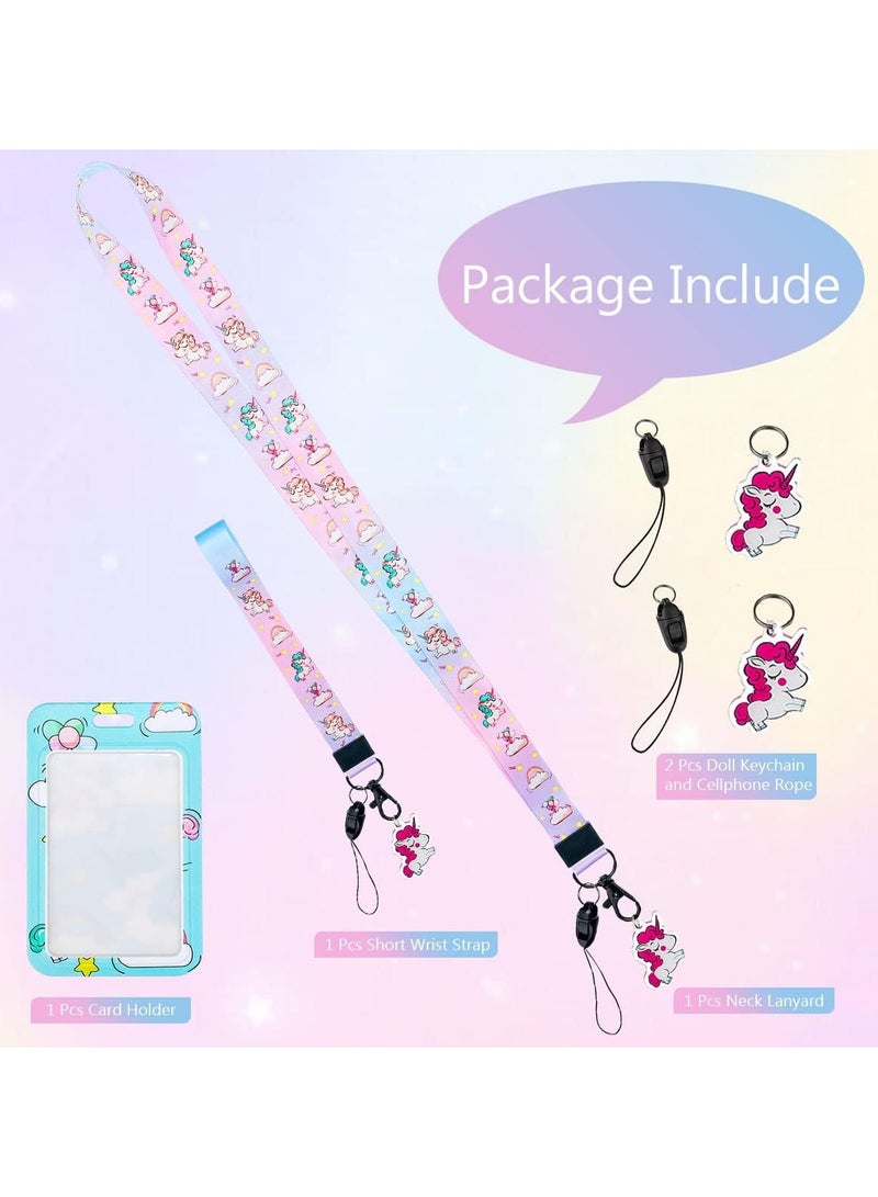 SYOSI 2 Sets Neck Lanyard with ID Badge Holder Cute Unicorn Wrist Strap Key Chain Badge Lanyard for Car Keys Teachers Students Nurse Office Worker Kids and Teenage  - Image 3