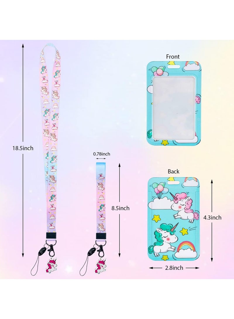 SYOSI 2 Sets Neck Lanyard with ID Badge Holder Cute Unicorn Wrist Strap Key Chain Badge Lanyard for Car Keys Teachers Students Nurse Office Worker Kids and Teenage  - Image 5