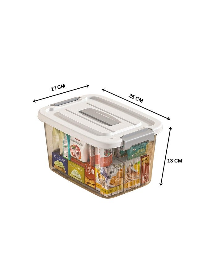 KREPS Clear Storage Container Box, Stackable Storage Bin with Lid, Plastic Container with Heavy Duty Latches to Organize, White Lid. (SMALL - 9.5 X 7 X 5.5 INCH, PACK OF - 3) - Image 2