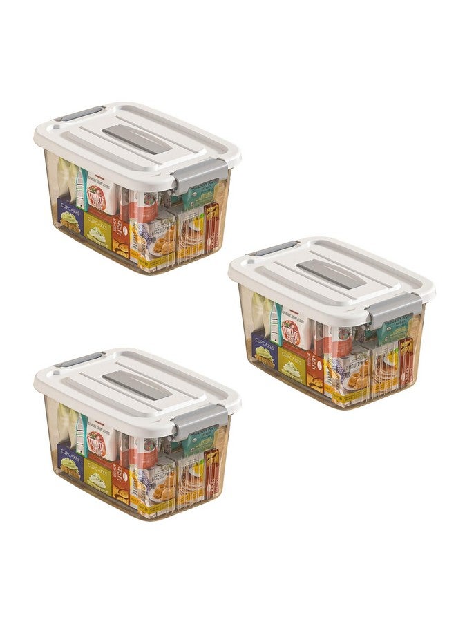 KREPS Clear Storage Container Box, Stackable Storage Bin with Lid, Plastic Container with Heavy Duty Latches to Organize, White Lid. (SMALL - 9.5 X 7 X 5.5 INCH, PACK OF - 3) - Image 1