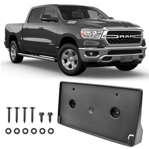 GZSH Front License Plate Frame for Ram 1500 DT 2019 2020 2021 2022 2023 2024 Licence Plate Holder fits Perfectly with Curvature of Front Bumper Ram License Plate Frame Replace OE CH1068151 68274215AE - Image 1