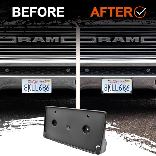 GZSH Front License Plate Frame for Ram 1500 DT 2019 2020 2021 2022 2023 2024 Licence Plate Holder fits Perfectly with Curvature of Front Bumper Ram License Plate Frame Replace OE CH1068151 68274215AE - Image 5